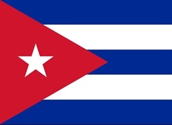 [ai] The flag of Cuba, featuring three horizontal stripes of blue and white, with a red triangle on the left containing a white star.