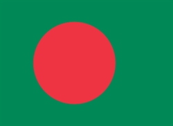 [ai] The flag of Bangladesh featuring a green field with a large red circle slightly off-center to the left.